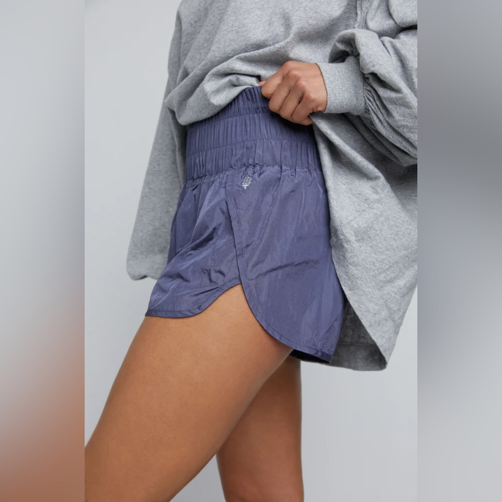 Free People Movement‎ Way Home Shorts Deep Sea Purple Smocked Waist Small